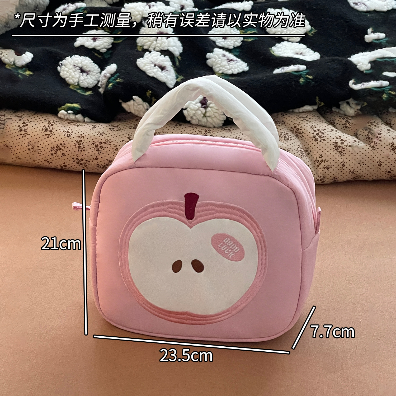 Nuevo lindo bolso de maquillaje de mano de manzana portátil de gran capacidad para mujeres bolso de lavado bolso de viaje