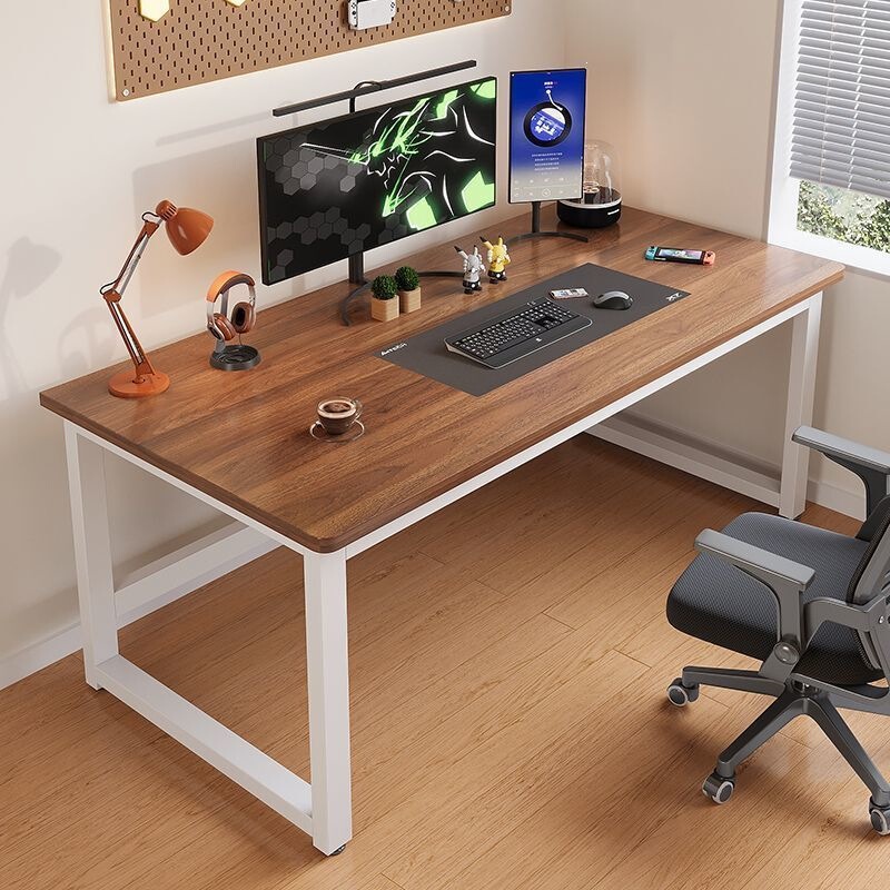 Simple Office Desk, Home Desktop Study Desk, Minimalist Long Writing Desk, Pure White Computer Desk