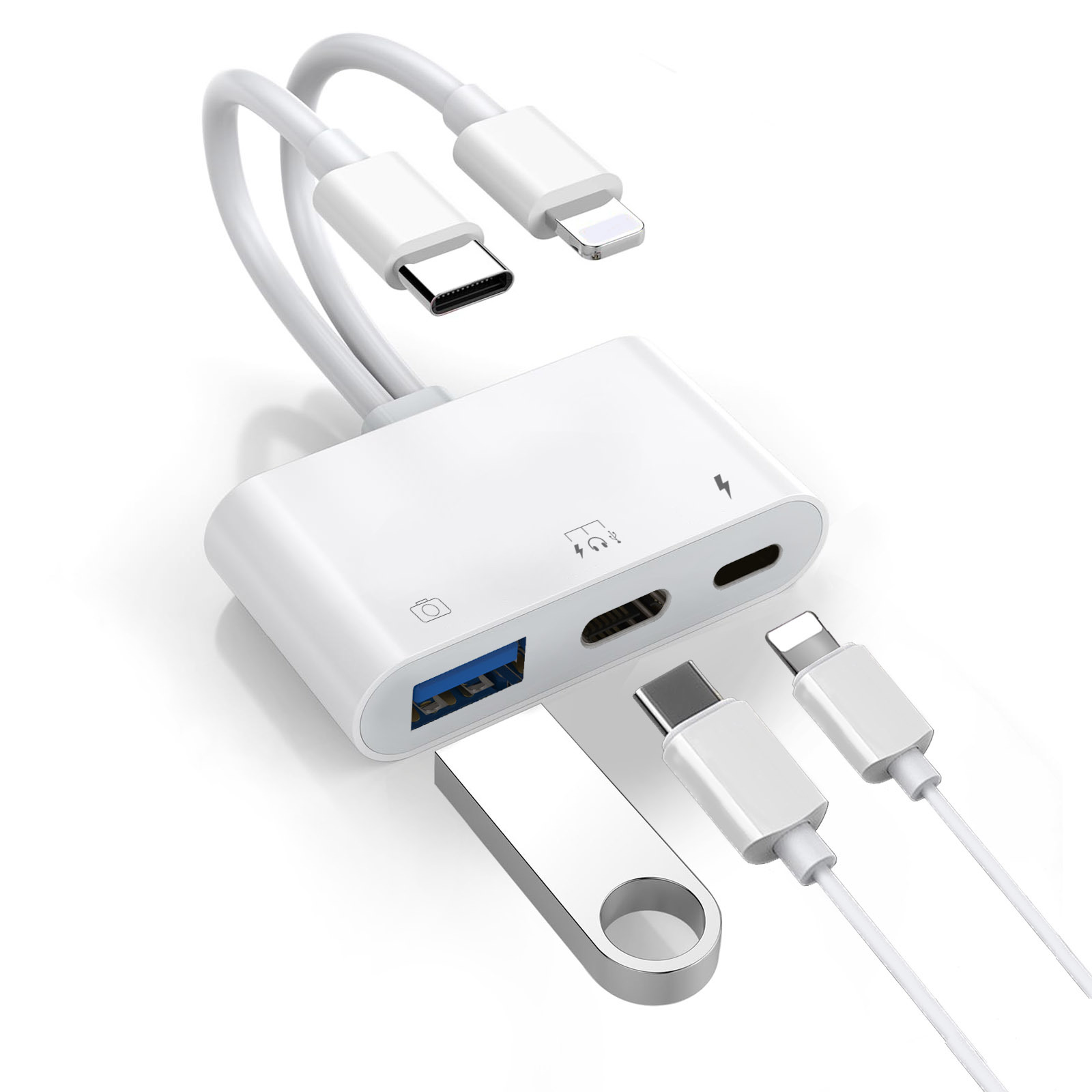 Lector de Tarjetas Compatible con Apple, Android, Huawei, Tarjeta SD, Teléfono Móvil, OTG Todo en Uno, Tarjeta de Memoria Cuatro en Uno TIPO-C USB