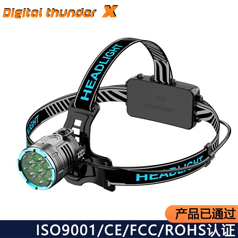 Transfronterizos al aire libre iluminación LED de alta luz headlight deportivo USB carga a prueba de agua pesca lámpara de mina