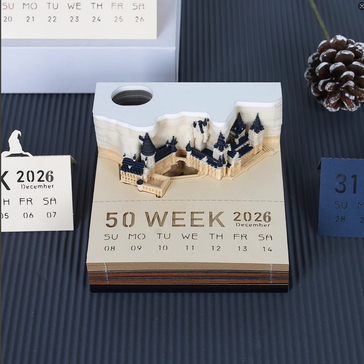 Notas adhesivas Hart Magic Castle 2026, notas tridimensionales, papel creativo tallado en 3D, calendario semanal, Castillo de Hogwarts de Hart