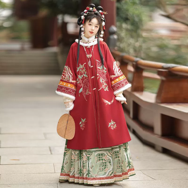 Оригинальный Hanfu женский 2024 новый Ming с круглым вырезом с зимним теплым воротником