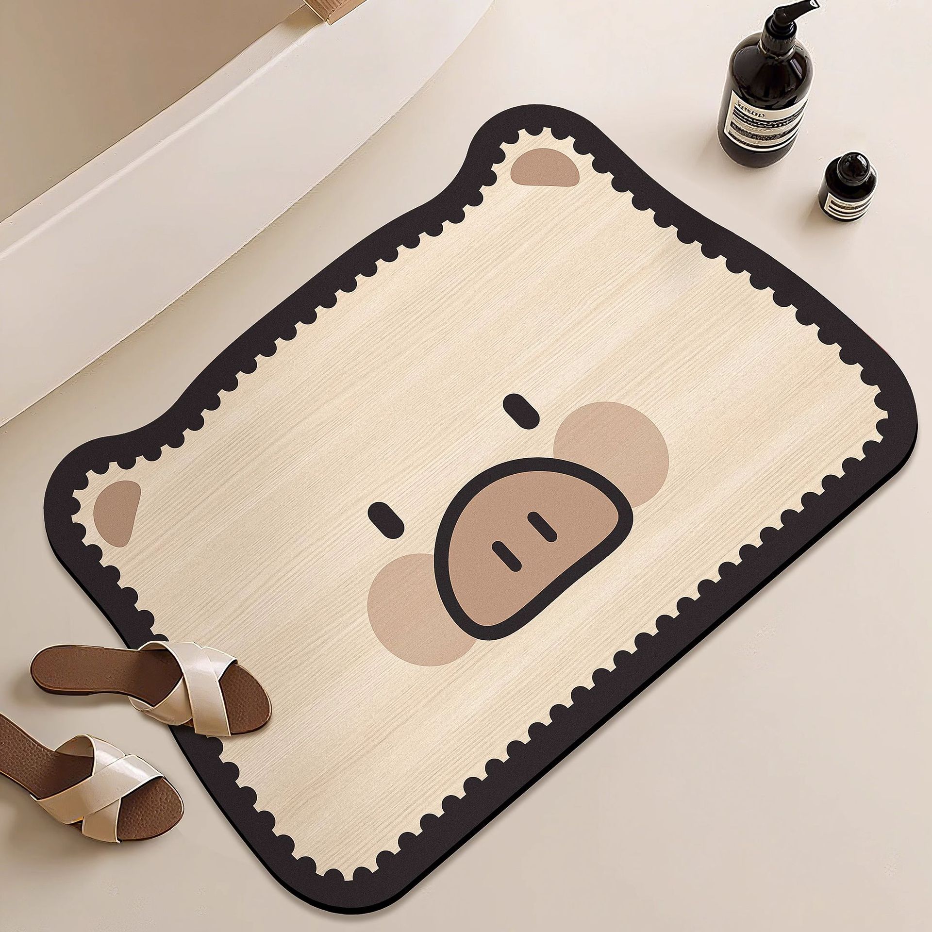 Baño de dibujos animados piso de barro de algas inodoro puerta de inodoro estera absorbente de agua sala de ducha doméstica bañera estera antideslizante