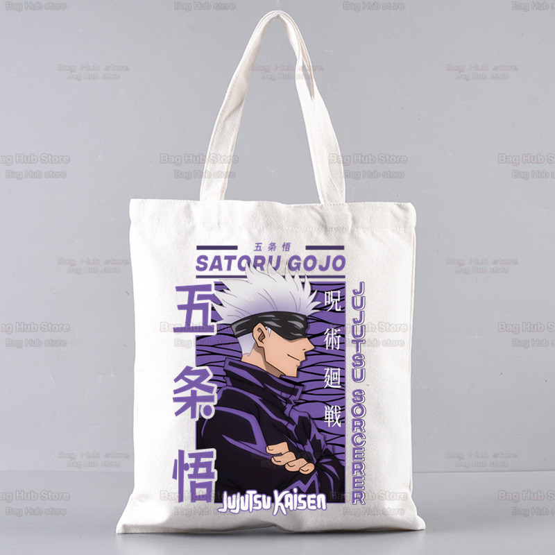 Jujutsu Kaisen Gojo Goku impresa bolsa de lona Harajuku bolso de hombro bolso de moda estudiante bolsa de compras