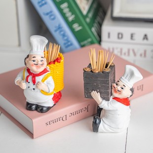 Chef Toothpick Holder Creative Ornament Toothpick Holder European Style Toothpick Stand Toothpick Jar Resin Dining Table Factory Direct Chef