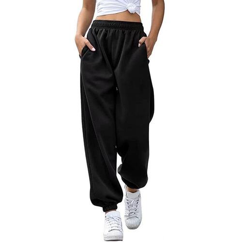 Women's European and American Cross-border Casual Fashion Sport Trousers, Versatile Sweatpants, Ankle-length Fleece Loose Pants