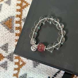 白水晶鸽血红草莓晶泰银大点位大珠子单圈配饰百搭高级感手链手串