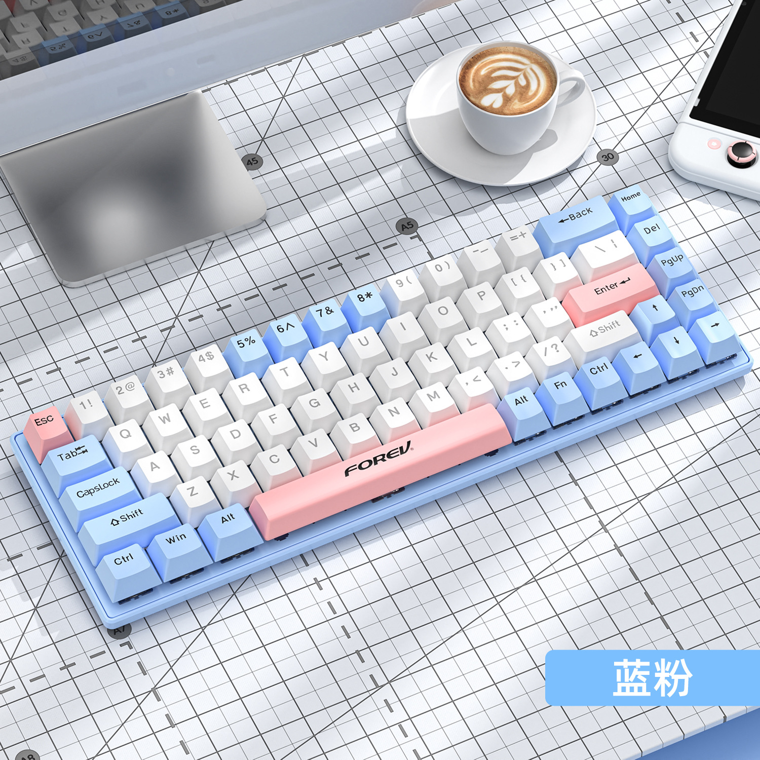 Teclado mecánico ruso de alto valor de 68 teclas Q68 juegos por cable RGB tres modos teclado mecánico