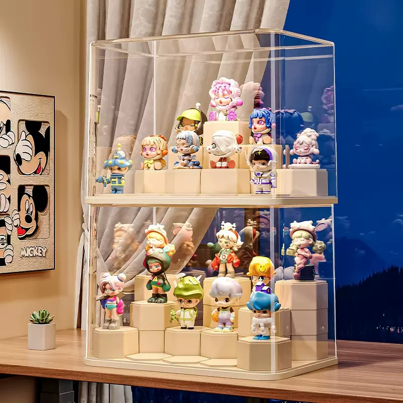 盲盒展示架收纳透明防尘亚克力手办玩具积木展示柜泡泡玛特展示盒