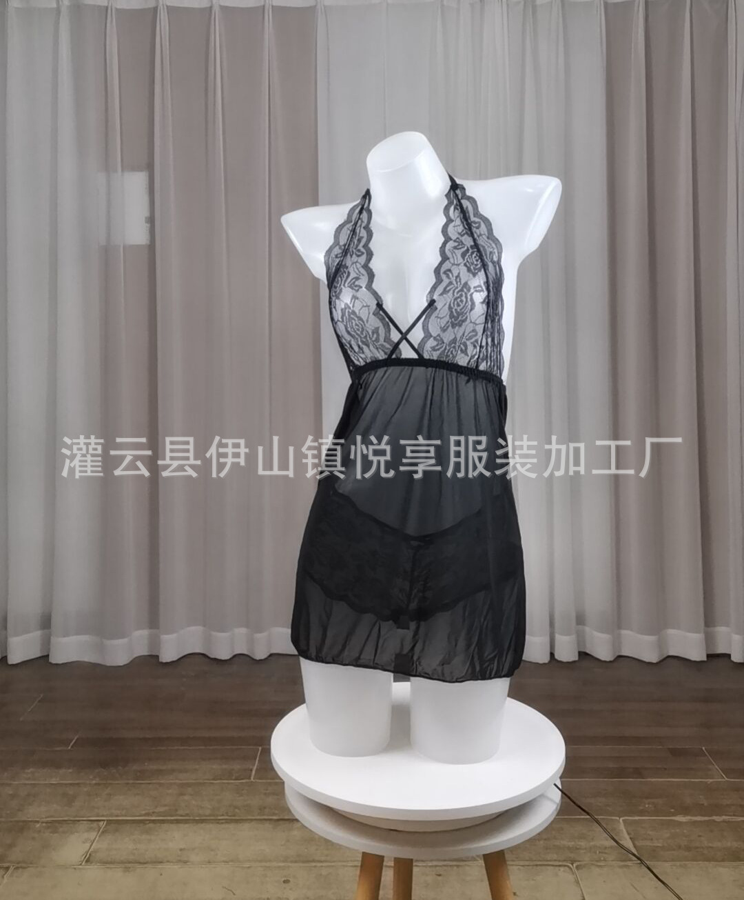 情趣内衣大码S-XXXL欧美外贸性感挂脖 蕾丝花边女士睡衣厂家批发