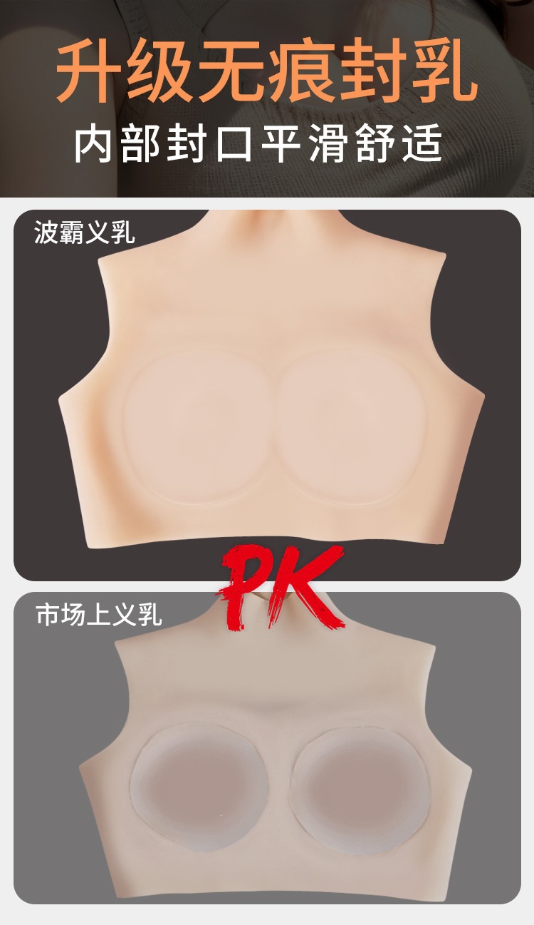 Silicone Breast Forms for Crossdressing, F-Cup Gel-Filled Style, Adult Wearable — detail image 2