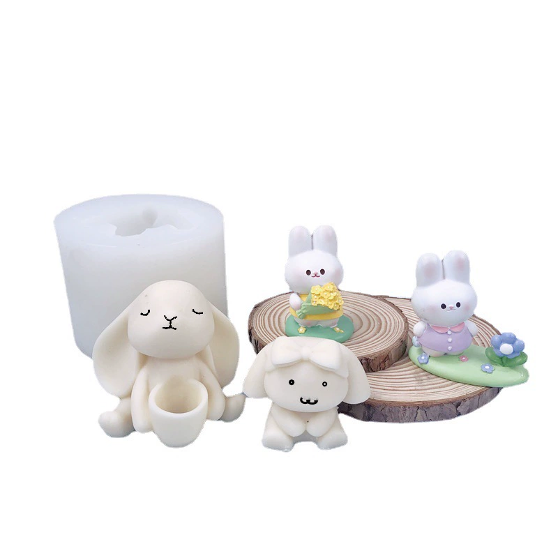 Cute three dimensional rabbit, aromatherapy for auto, candle, silicone mold, handmade