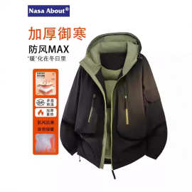 NASA美式户外立领羽绒外套男士新款冬季加厚保暖面包棉服工装棉袄