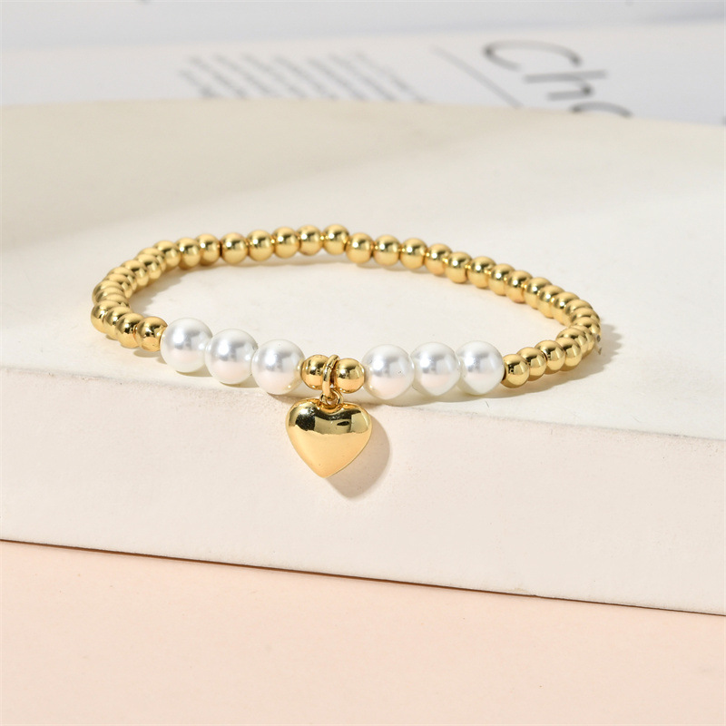 1 Piece Quantity Copper Simple Style Beaded Heart Shape Flower Snowflake Bracelets
