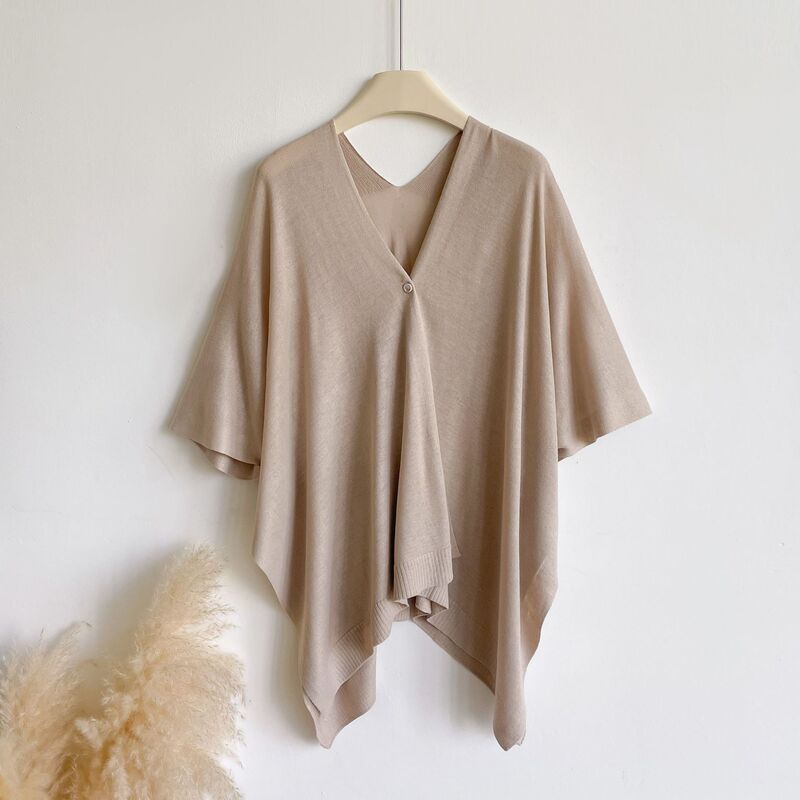New Sun-Protective Loose Knit Shawl 2026 Spring/Summer/Autumn Thin Style Ultra-Fairy Stylish Long Cover-Up Travel Solid Color Versatile