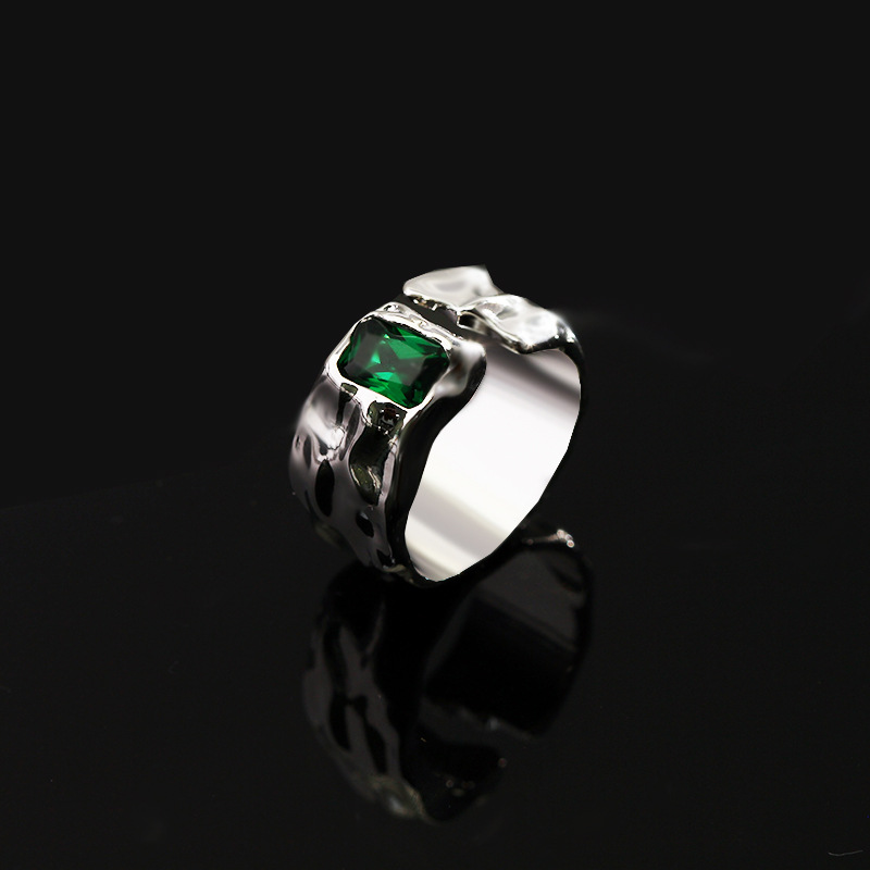 Retro Geometric Copper Plating Zircon Open Ring 1 Piece