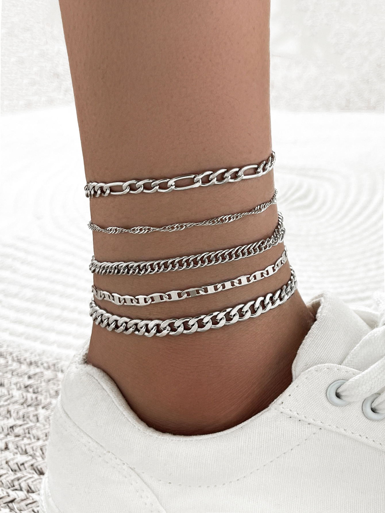 wholesale jewelry simple thick snake chain anklet five-piece set nihaojewelry