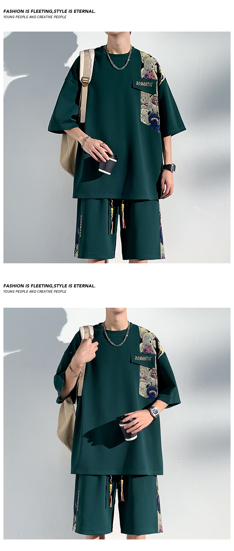 Ensemble homme style chinois t-shirt et short décontracté été_voghion.com