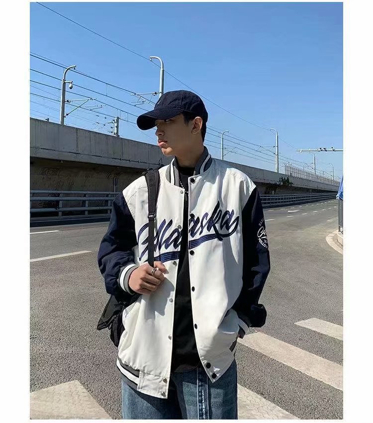Baseball-Trikot 2023 Frühling Amerikanische Modemarke Farbe passende Coup Lose Student Trend Casual Mantel Herren_voghion.com
