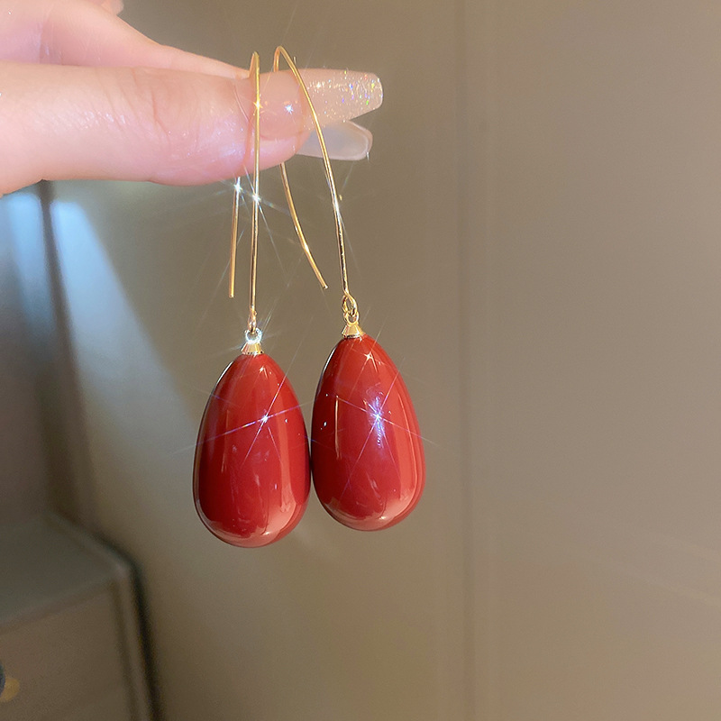 Pendientes de gancho con perlas de imitación en forma de gota de agua, estilo retro simple, moda francesa, versátiles, elegantes, de alta gama para mujer.