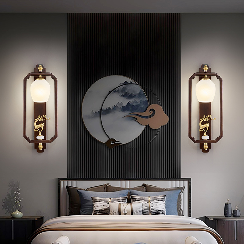 Lámpara de pared del dormitorio nuevo estilo chino moderno y minimalista sala de estar TV de fondo escalera pasillo lámpara de cabecera de cama 523L