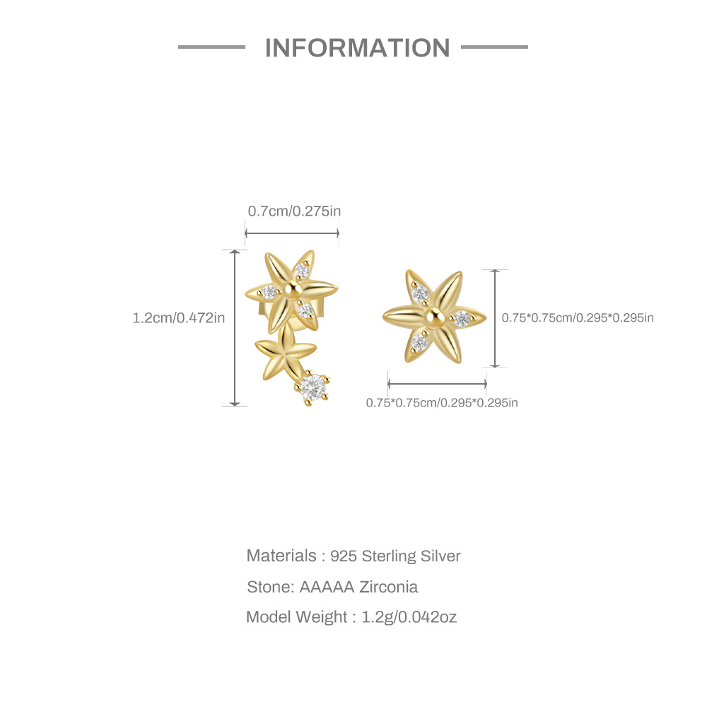 9g Weight 925 Sterling Silver Ear Needle Material Ear Studs Classification 1 Pair Quantity Daily, Date Occasion 925 Sterling Silver Material Star, Moon Pattern Women's Gender Plating Design Elegant Style 1 Pair 925 Sterling Silver Star Moon Ear Studs 1