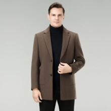 品牌男士羊毛大衣中长款脱卸羽绒内胆冬季中青年商务毛呢西服外套