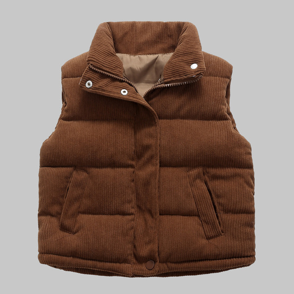 Demi-season children's corduroy vest with down for men and women