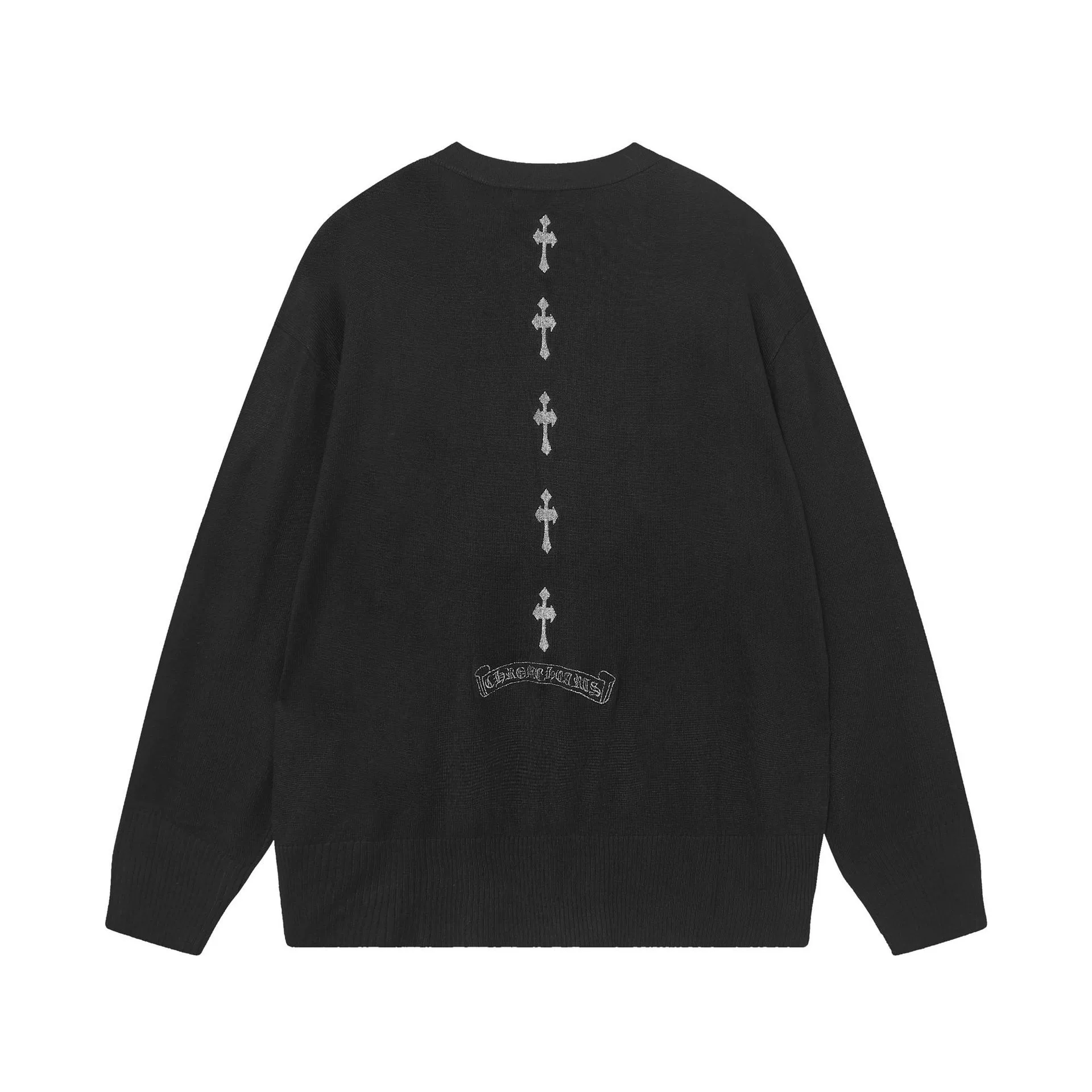 Новая корректная версия свитера-кардигана Chrome Hearts Crow с вышивкой санскрита, вязаный пара