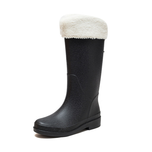 Outdoor rain boots women's fashion style Martin boots non-slip lightweight long water shoes plus velvet thick sole protective rain boots trendy