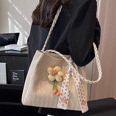 2025新款编织草编包包女大容量夏季百搭单肩包海边挎包沙滩托特包