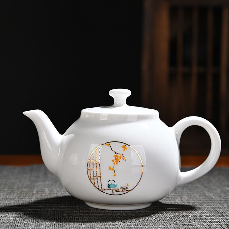 Dehua White Porcelain Teapot with a Jade-Like Texture, Ceramic Household Tea Brewing Pot, Large Size Single Pot for Gongfu Tea, Suitable for Da Hong Pao