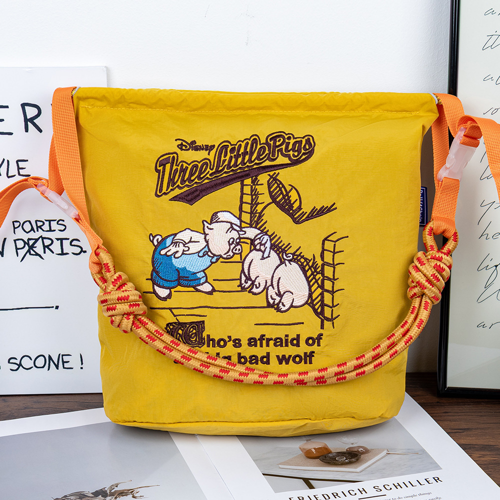 [ジッパーバケットバッグ]新しい調節可能なファッショナブルな刺繍ショッピングバッグ、多用途、軽量、ポータブルショルダークロスボディバッグ、トレンディ