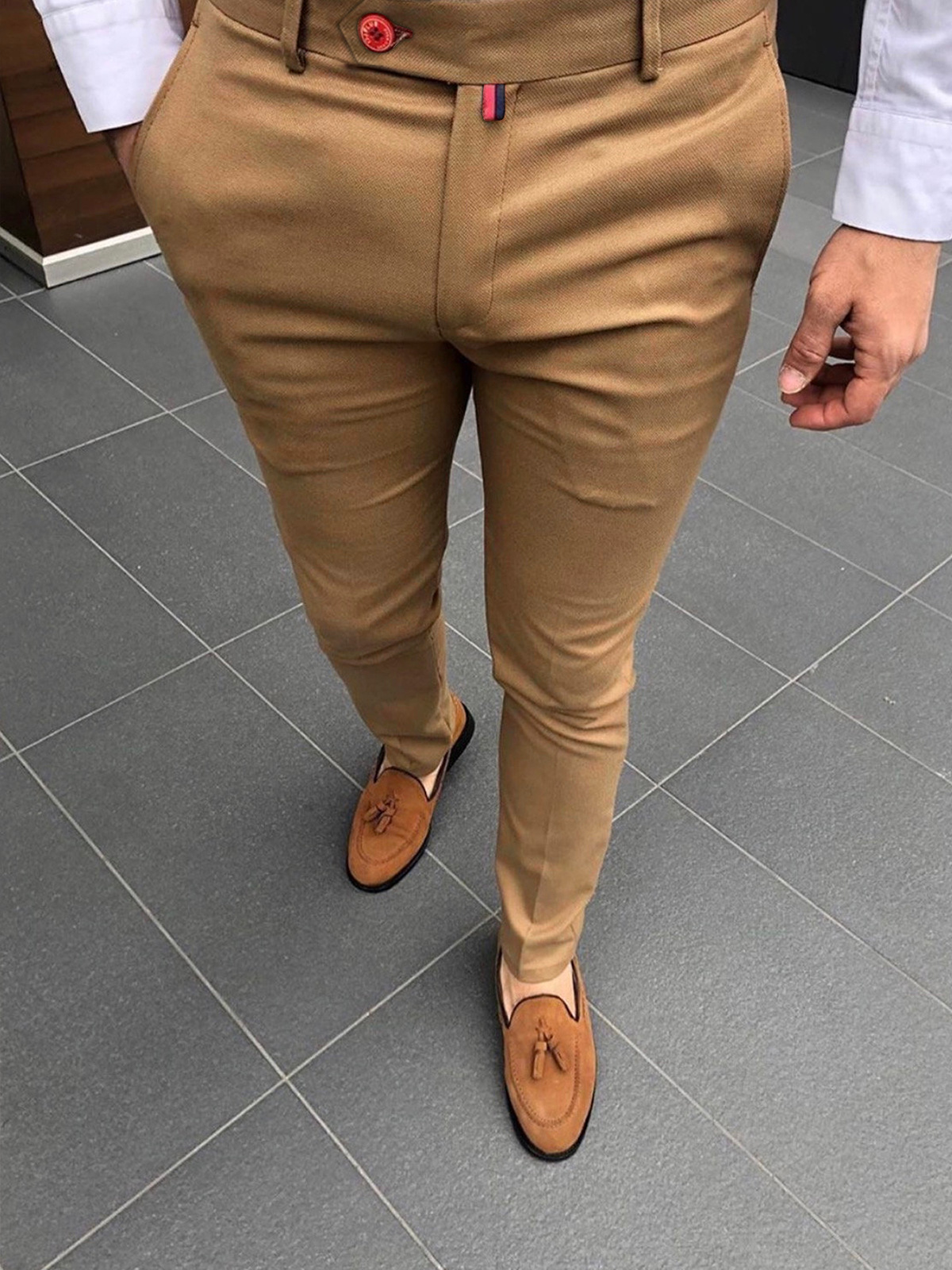 Heren nieuwe vintage dunne stijl rechte lange pak broek streetwear jogging potlood effen kleur broek heren zakelijke casual broek_voghion.com