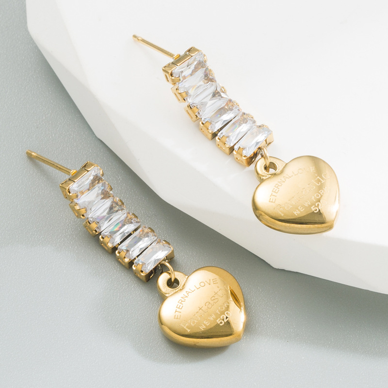 Fashion Geometric Titanium Steel Drop Earrings Plating Zircon Stainless Steel Earrings