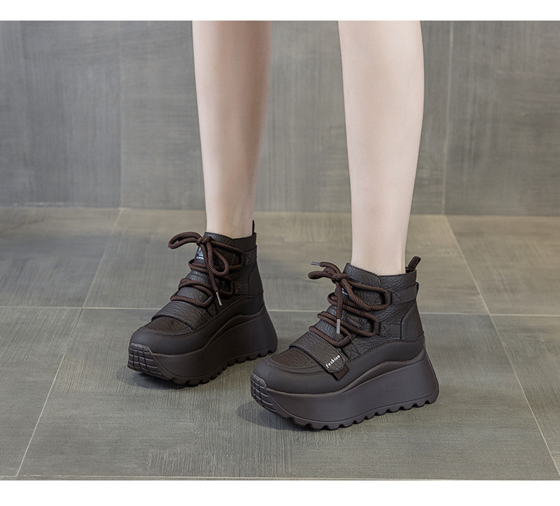 Giày sneaker nữ đế dày tăng chiều cao cổ cao lót lông mùa đông phong cách thể thao đa năng — 5012-1 lông nâu, 5012 lót trắng, 5012-1 lông trắng, 5012 lót nâu chi tiết 11