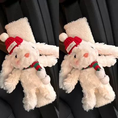 Cute Rabbit Car Seatbelt Seat belt shoulder pad - winter-red-rabbit-shoulder-pads2-pack-no-specifications