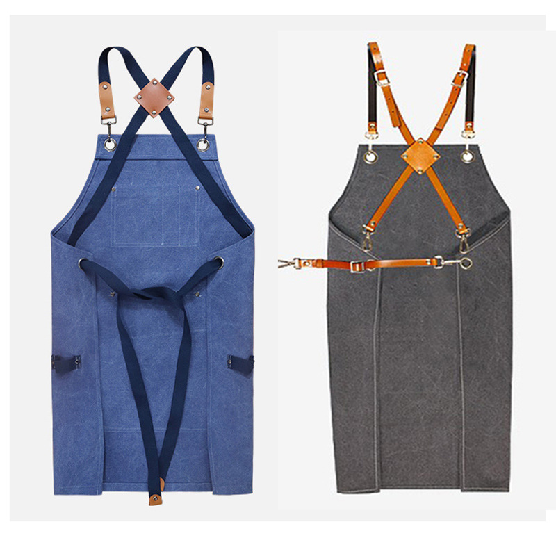 Delantal de lona gruesa Amazon con logotipo personalizado, ropa de trabajo para mecánicos de automóviles, carpintería, delantal de herramientas con múltiples bolsillos, venta al por mayor.