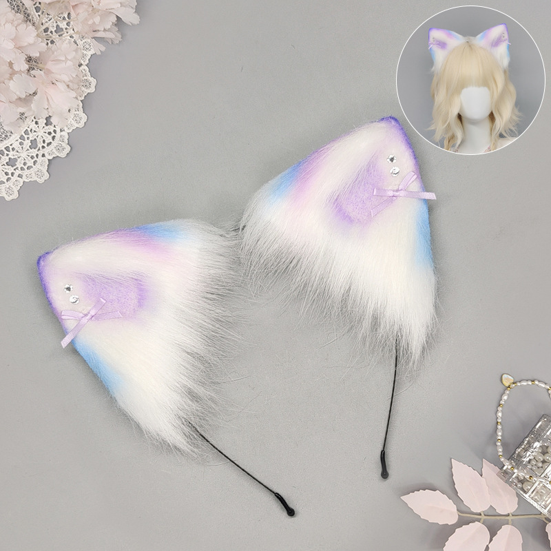 多巴胺炫彩渐变猫耳发箍女主播cos头饰彩色马卡龙lolita兽耳发饰|undefined