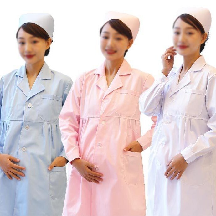 Maternity nurse clothes adjustable elastic waist belly support pants White Blue doctor plus size nurse clothes work pants thick