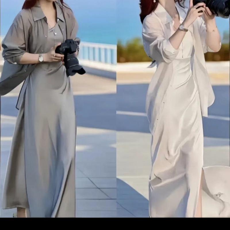 High-End Light Luxury Suit Skirt for Women 2025 New Fashion Temperament Sun Shirt Suspender Dress Two-Piece Set