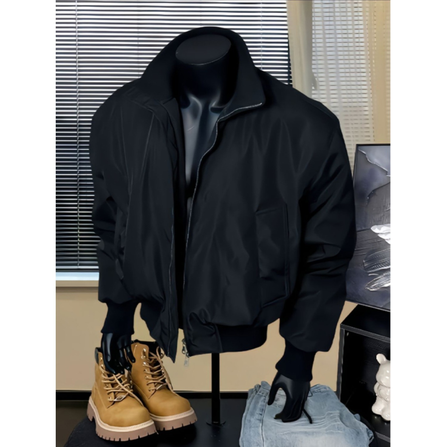 Stand Up Baseball Jacket, Cotton Jacket, Versatile Bread Jacket, Silhouette Pilot Jacket_voghion.com