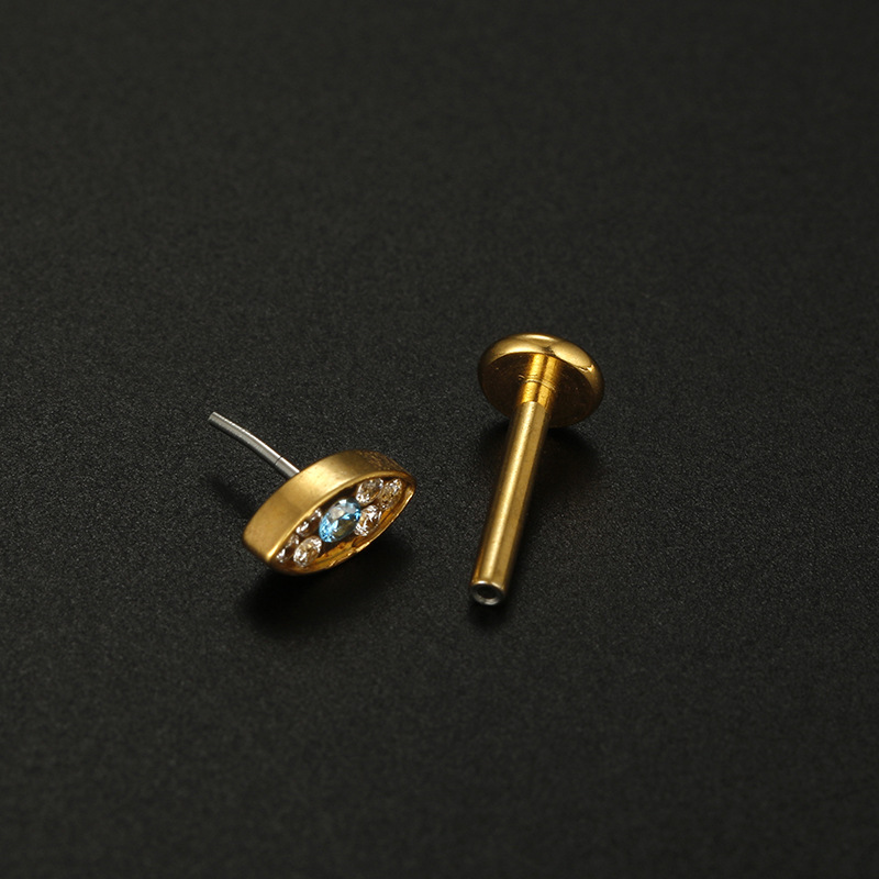 Fashion Moon Lightning Stainless Steel Inlay Zircon lip stud 1 Piece