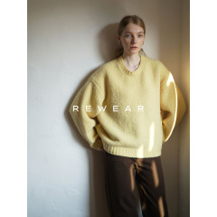 REWEAR/明星同款 重磅肌理圈圈羊毛松弛苣软糯圆领针织毛衣春秋季