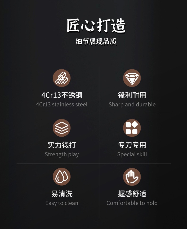 跨境爆款彩木柄锤纹钢头刀具套装厨房不锈钢日式锋利厨师刀三德刀