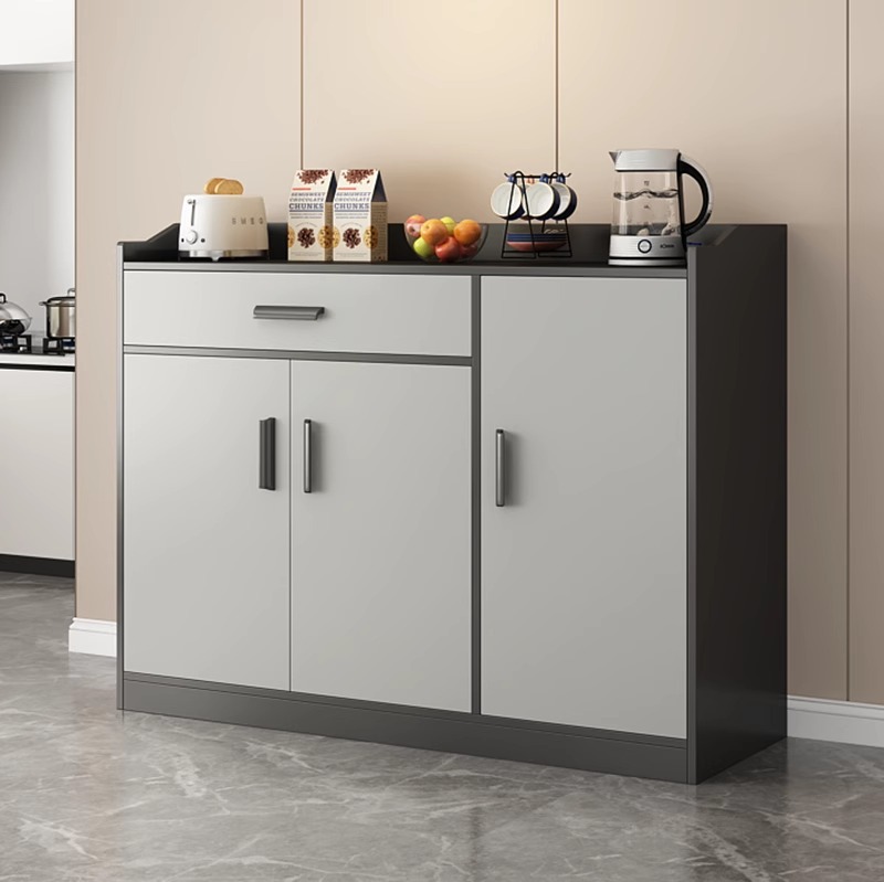 Gabinete de comedor contra la pared, armario de sala de estar doméstico, armario de almacenamiento simple, armario de almacenamiento gris, armario de té