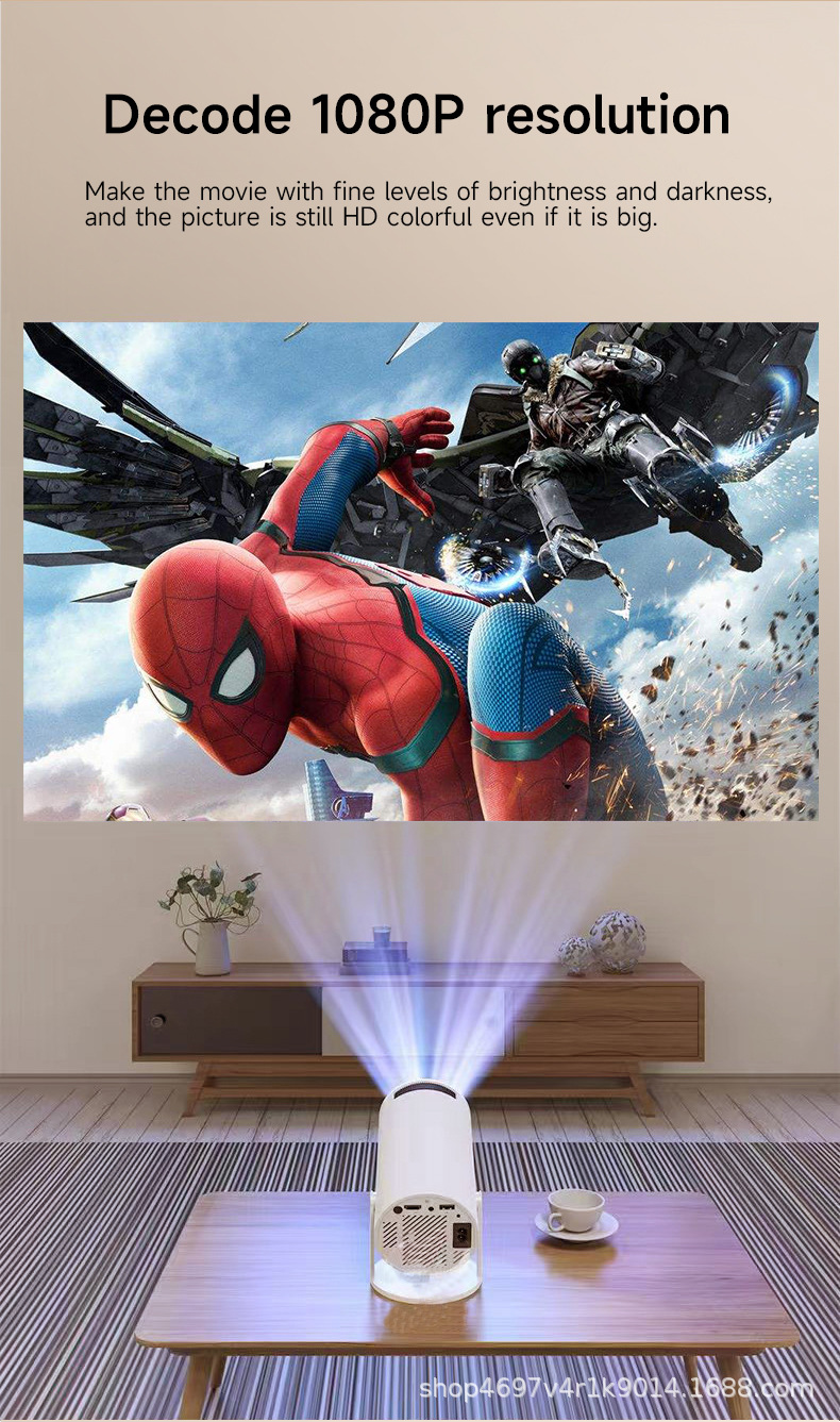 cross-border hot barrel ptz projector android same screen hd portable home fans outdoor mobile phone home theater undefined