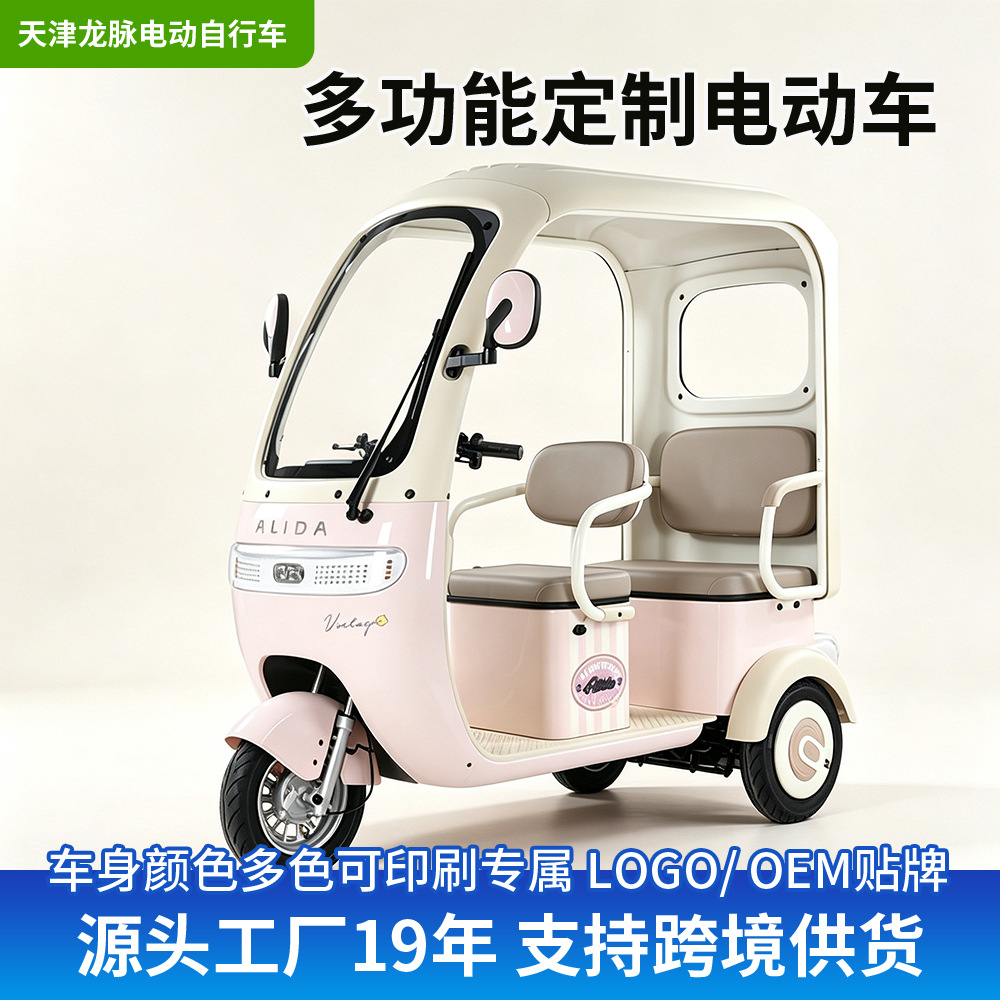 电动三轮车家用接送孩子摆摊载客代步车跨境电动电瓶三轮车长续航