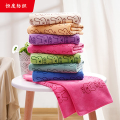 廠家批發超細纖維毛巾兔頭印花卡通面巾加厚柔軟吸水干發巾擦車巾