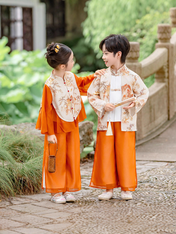 2025新中式改良汉服套装古风男女同款唐装表演节日超仙香山红叶|undefined